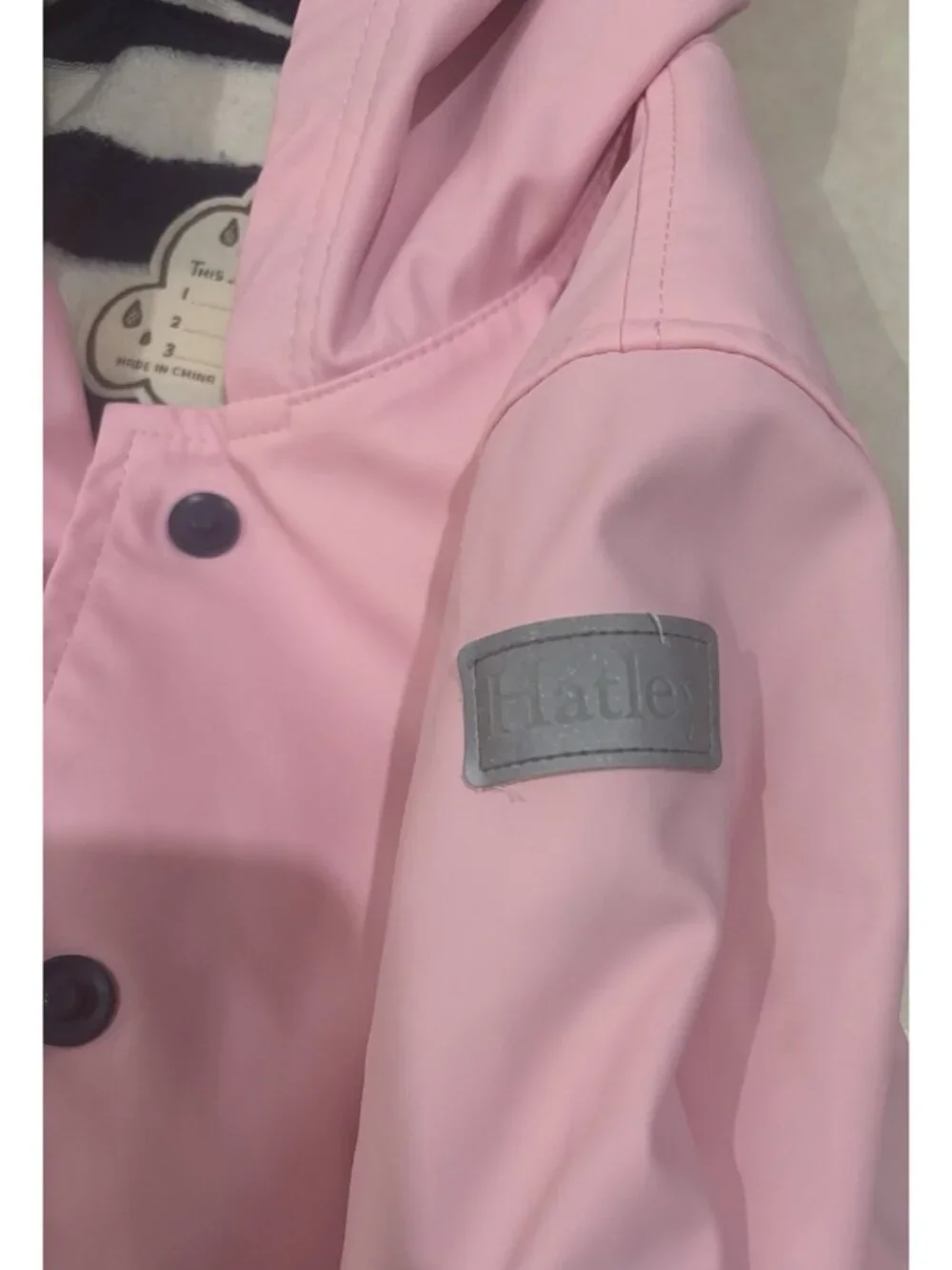 HATLEY Pink Girl’s Hooded Lined Raincoat Rain Jacket Size 5